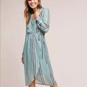 New Lovely Anthropologie Metallic Shirt-dress Lrg